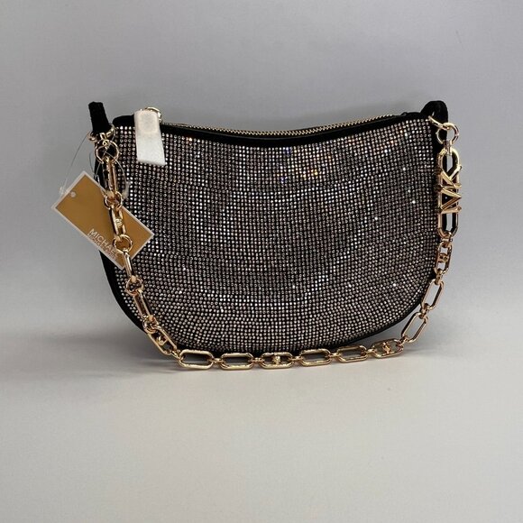 Michael Kors Kendall Bracelet Pouchette Shoulder Bag - Black - Picture 1 of 9